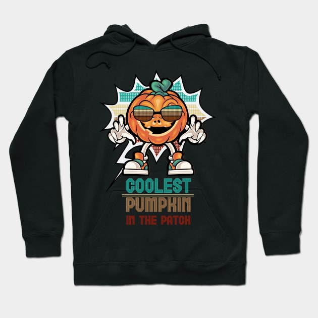 Retro Coolest Pumpkin In The Patch Halloween Hoodie by MasliankaStepan